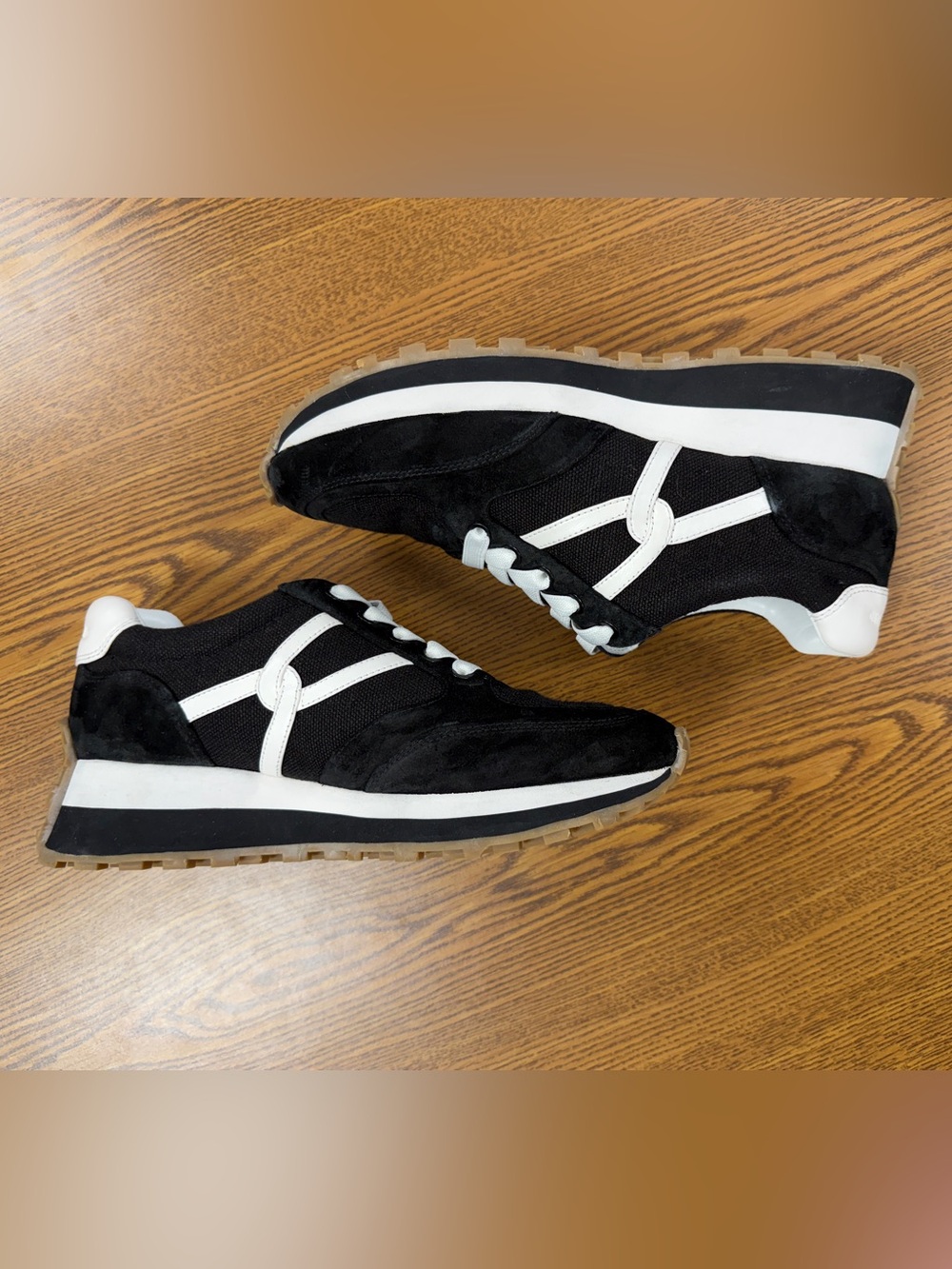 Veronica Beard Black and White Women's Lace-Up Sneakers - Picture 3 of 8